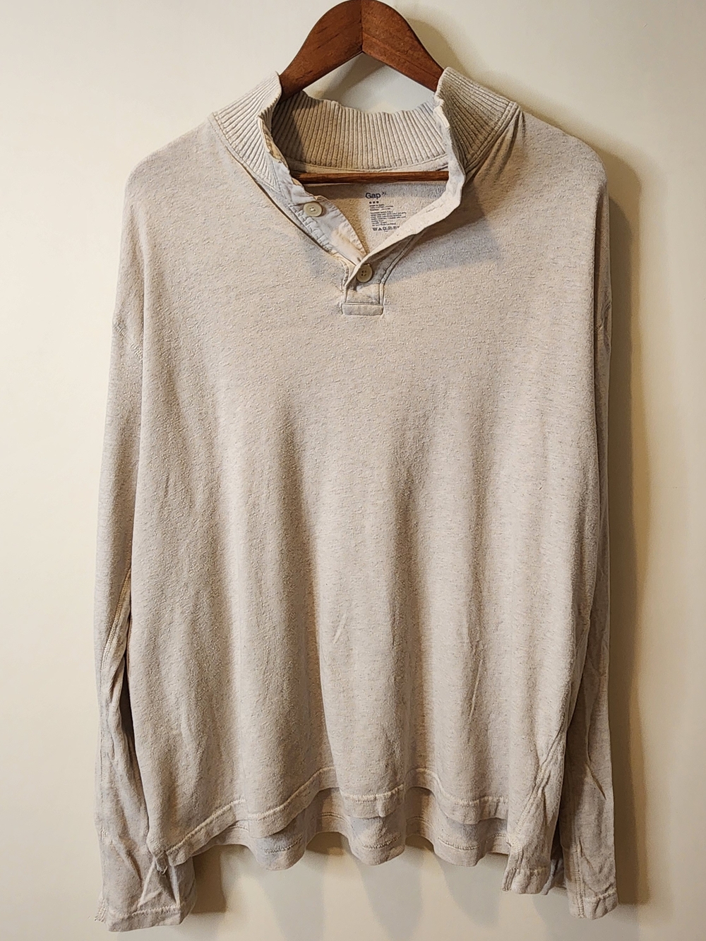 GAP Men's Light Beige Zip-Style Shawl Collar Sweater